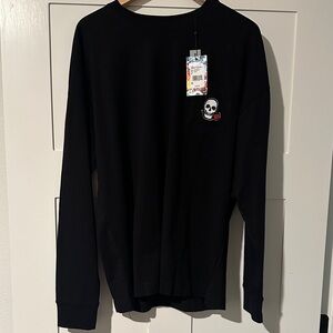 🔥Robert Graham Black Crewneck shirt with Skull Embroidery & 'Las Vegas' on back